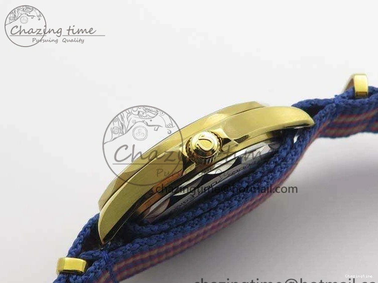 0327 Modern Seamaster 300M 007 YG URF 1:1 Best Edition White Dial Ceramic Bezel On Nylon Strap A 8115